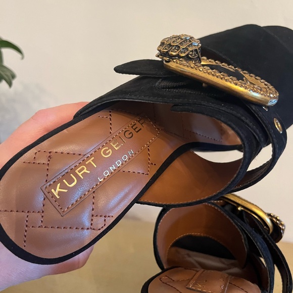 NEW Kurt Geiger Black Suede Leather Platform Mayfair Sandal 7/37 - Picture 11 of 14